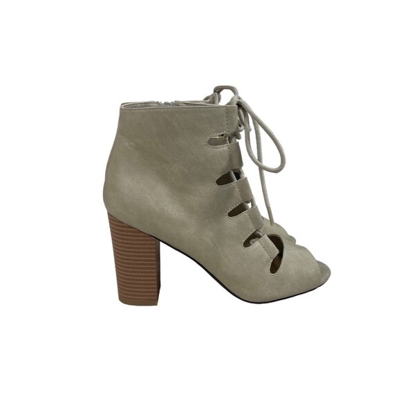 Mix No.6 Women's Grey Taupe Side Zip Closure Lace Up Patty Heels Sz 8 - NWB - Picture 4 of 14